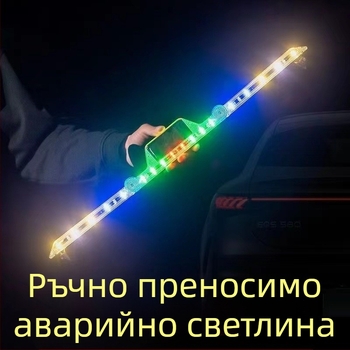 Автомобилен триъгълен предупредителен LED светлина, слънчево захранване, сгъваема, силен магнит, ABS материал, 5 W, 5 V