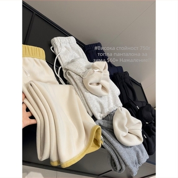 Жени зимни панталони с подплата от флийс, супер дебели, микроеластични, естествена талия, прав крак