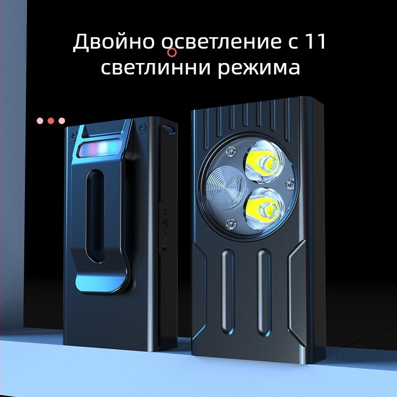 Магнитна мини работна лампа EDC, 5W LED, 400 lm, Type-C бързо зареждане, 120° лъч, обхват 50 m