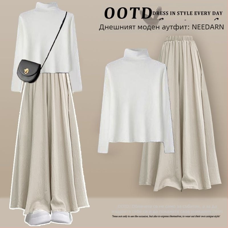 Дамски ежедневен комплект от три части: ветровка в корейски стил + плетен пуловер + кюлоти, дълги ръкави; пролет 2025; топ костюм; стил кралска сестра; печат и боядисване