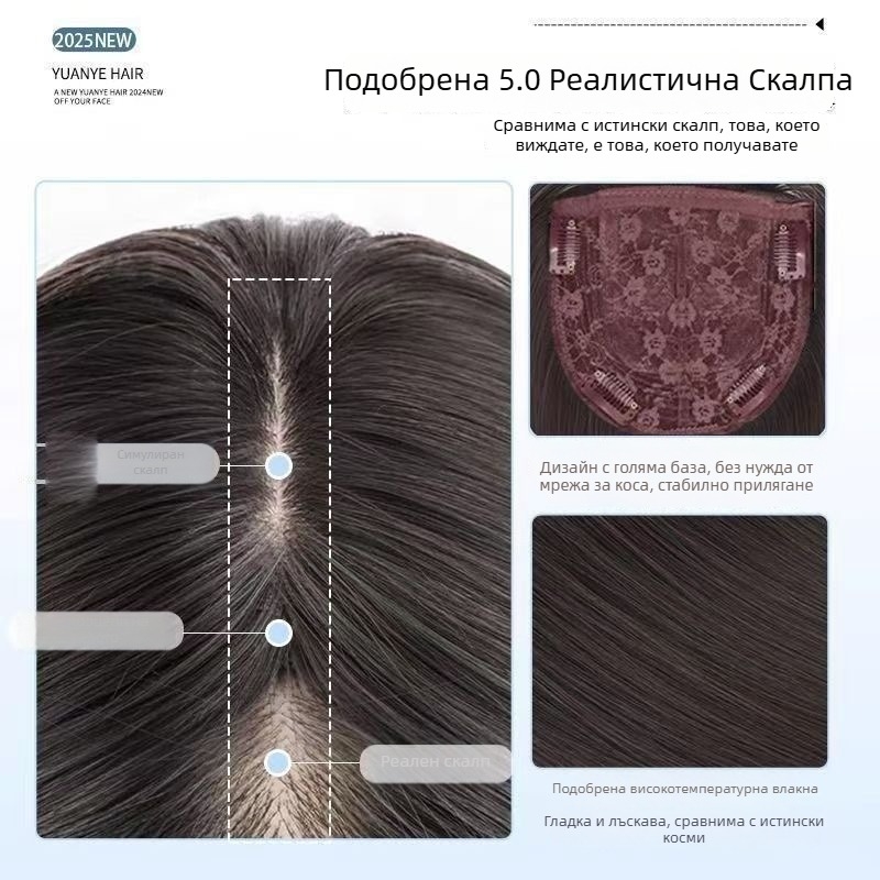 Перука за жени, дълга права коса, със среден раздел, дишаща, термоустойчива синтетична коса, капак с механизъм