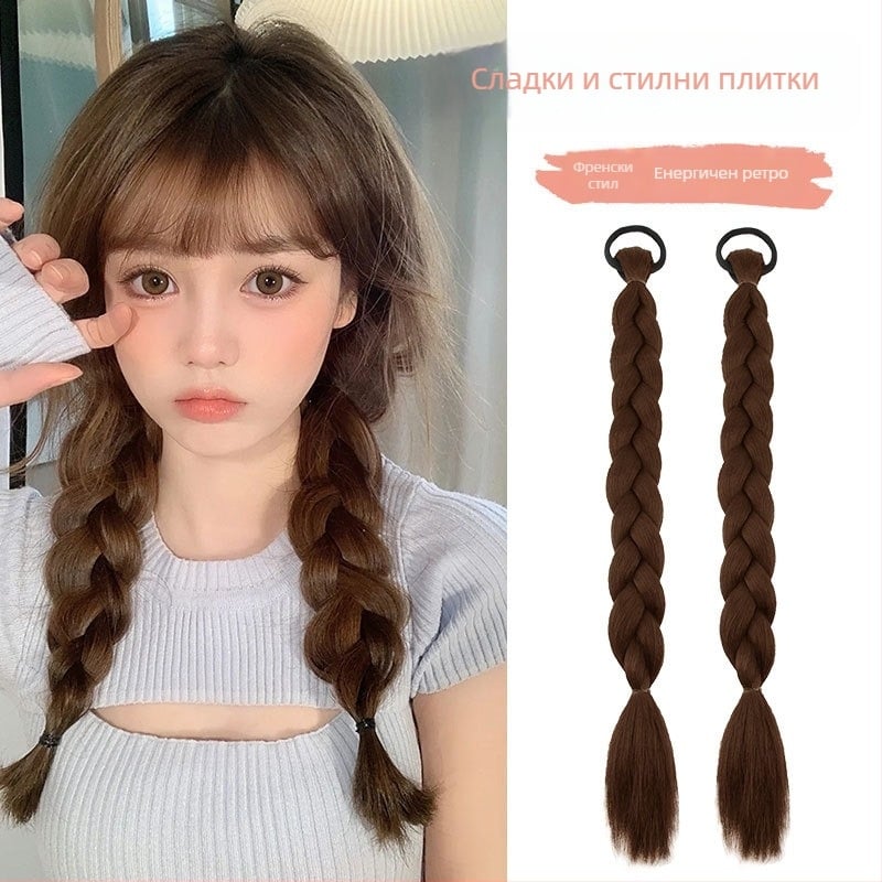 Перука с опашка: плитка рибена кост и балонна плитка, ръчно преплетена тел с висока температура