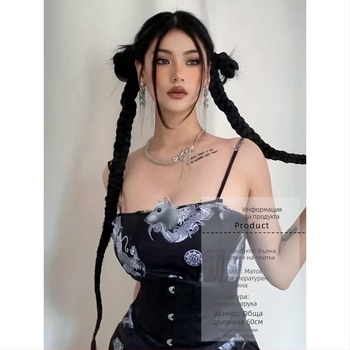 Перука с опашка и пънк плитка, дълга коса, термоустойчива синтетика, боядисване без топлина, Kaifei Beauty