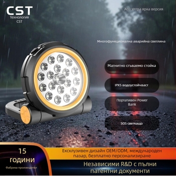 Автомобилен аварийно LED прожектор със SOS функция, мултифункционална къмпинг светлина (10W, 1000 lm, 5V, 6000K, Cs-a03)