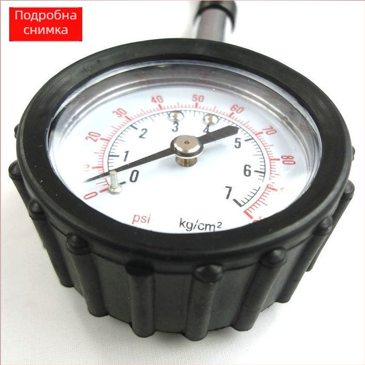 Механичен манометър за автомобилни гуми с дълъг маркуч и дефлация, неръждаема стомана, диапазон 0-500 psi