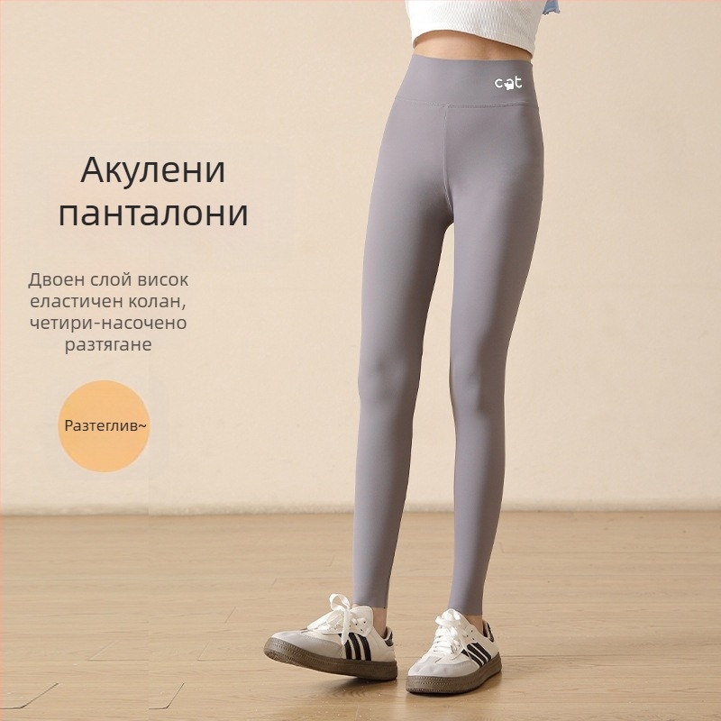 Детски клин за момичета с принт акула, висок талия, нейлон 81.2%, дължина 9/10, ластик на талията, пролет 2024, за деца над 8 години (над 140 см)