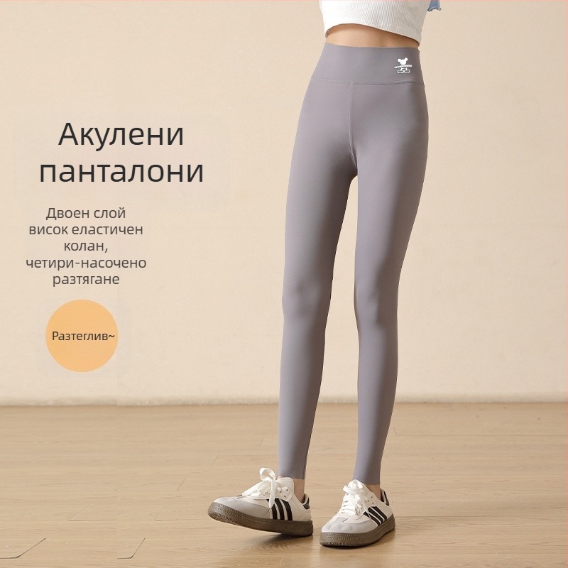 Детски клин за момичета с принт акула, висок талия, нейлон 81.2%, дължина 9/10, ластик на талията, пролет 2024, за деца над 8 години (над 140 см)