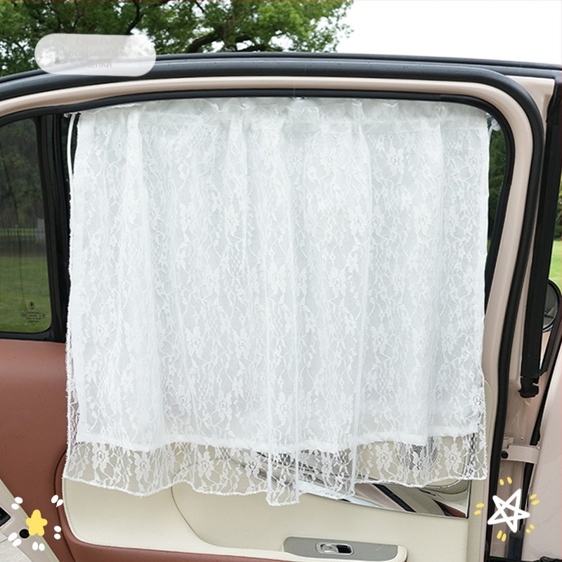 Автомобилен сенник за прозорец с дантела - монтаж с вакуумни вендузи, обща съвместимост, прост стил, узор както е показано