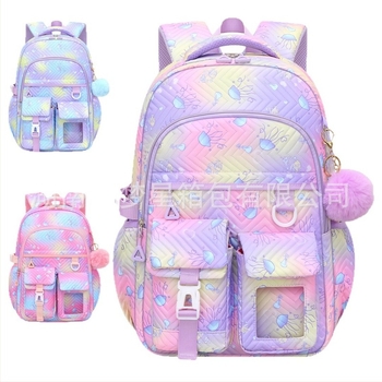 Раница с колелца за момичета за начално и средно училище – лек 3-частен комплект, Oxford плат, дишаща и водоустойчива, против кражба, презрамки с въздушна подложка, модел 9269, аниме принт, пролет 2025