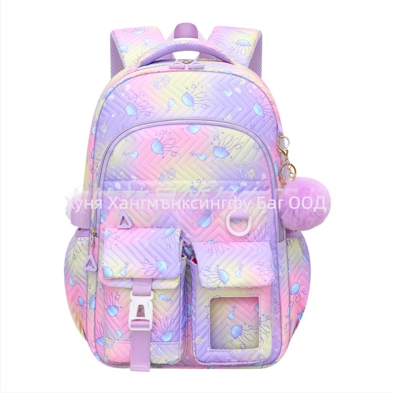 Раница с колелца за момичета за начално и средно училище – лек 3-частен комплект, Oxford плат, дишаща и водоустойчива, против кражба, презрамки с въздушна подложка, модел 9269, аниме принт, пролет 2025