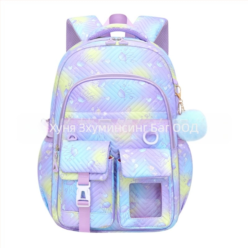 Раница с колелца за момичета за начално и средно училище – лек 3-частен комплект, Oxford плат, дишаща и водоустойчива, против кражба, презрамки с въздушна подложка, модел 9269, аниме принт, пролет 2025