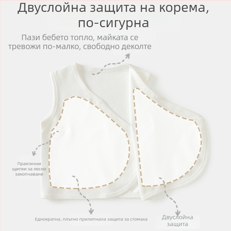 Детска безръкавна жилетка за новородени, памук с вельвет текстура 95%, пролетно‑есенен сезон, без качулка, закопчаване с едно копче, патерни: животни, райета, анимационни