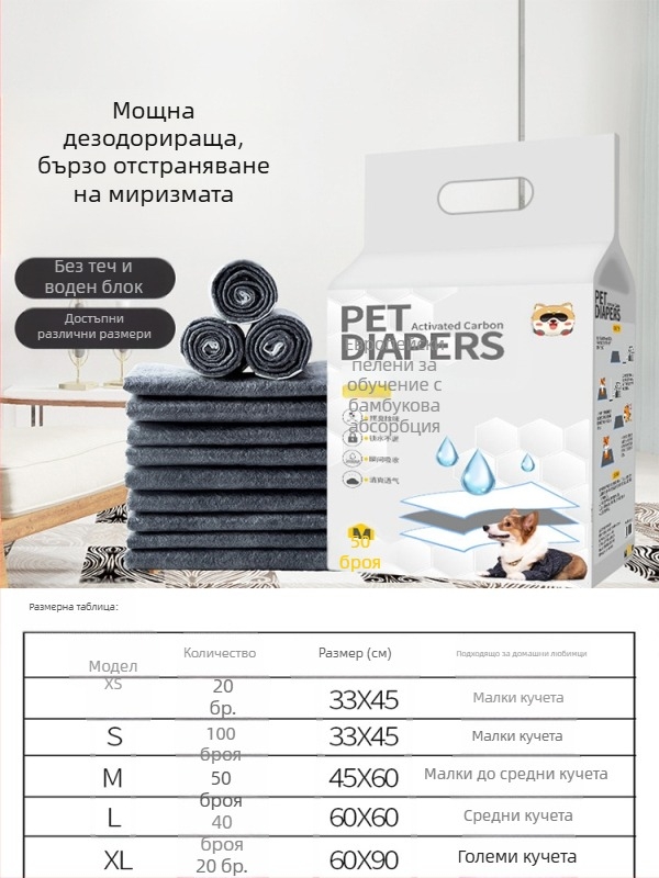 Еднократни подложки за кучета и котки, 100 бр., нетъкан текстил, абсорбиращи и дезодориращи