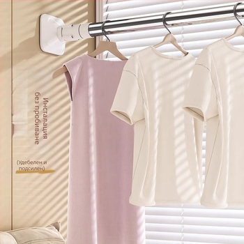 Неръждаема стомана прозоречен окачен прът без пирони, разтегателен стенен сушилен прът за балкон, модерен минималистичен дизайн, пуснат през 2025 г.