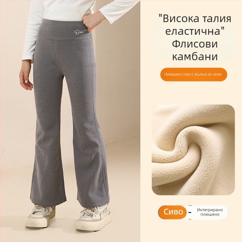 Момичешки легинги с подплата от полар, дебели и топли, висока талия, пълна дължина, нейлон 93,6%