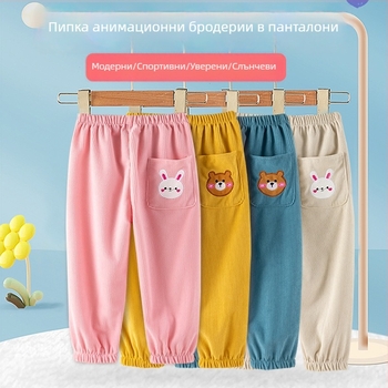 Детски зимни оверпанти от corduroy плат, водоустойчиви, унисекс, карикатурен принт, полиестер, за деца 3–8 г., височина 66–140 см