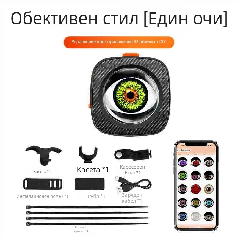 Велосипедна задна светлина Devil Eye – презареждаема, без проводници, двойни LED, ABS корпус, 5V 2W