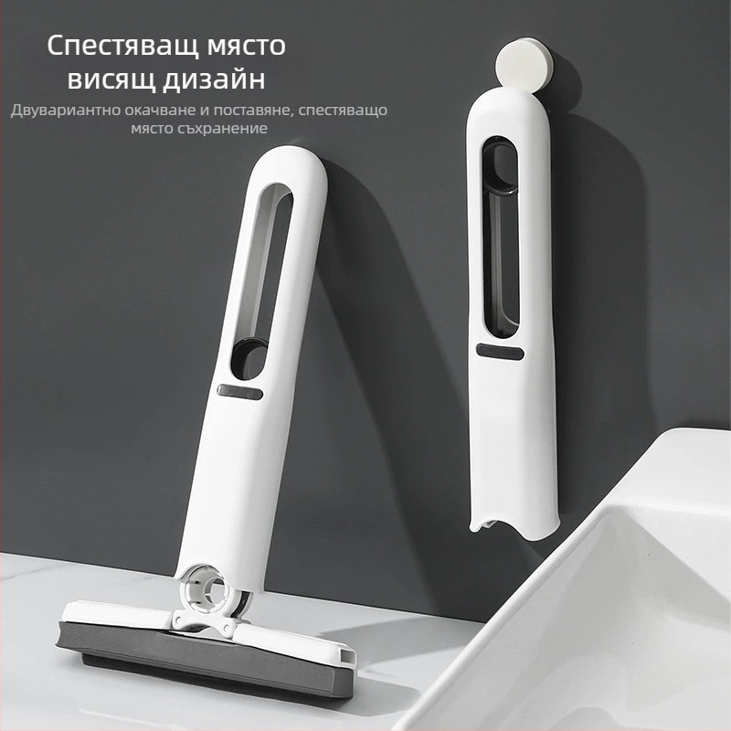 Настолен мини моп — сгъваем, микрофибър, телескопична дължина 295, пластмасова дръжка, товароподемност 3 кг, отцеждане 70–80%