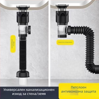 Дренажни фитинги за мивка – пластмасов PP материал, S-образен дренажен тръбопровод, аксесоар с защита срещу миризми и насекоми