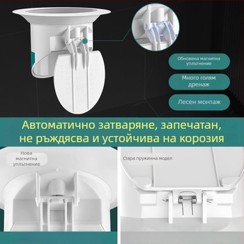 Пластмасов дезодориращ уред за тоалетна, блокира миризмата, без воден резервоар, без водна преграда, без трап, метод на обработка 1