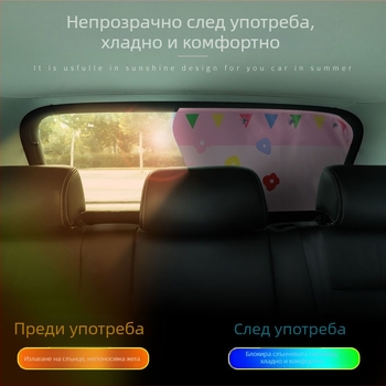 Автомобилен слънцезащитник за задно стъкло с вакуумни чашки, плътен непрозрачен текстил, универсална съвместимост
