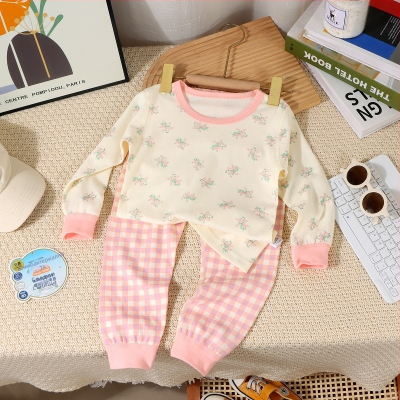 Детски пижамен комплект в корейски стил, 100% памук, унисекс, за деца на възраст 3–8 години, антибактериален, лека материя