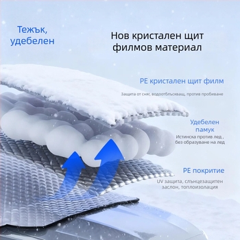 Покривало за сняг на предното стъкло на автомобил - PE материал, вградено монтиране, универсална съвместимост, зимно покривало