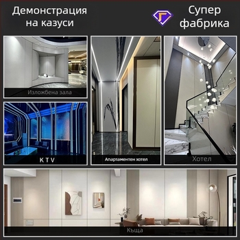 Панел за стена, PVC, плосък, безшевен SPC камък кристал финиш, интериорен фон за стена, монтаж наличен