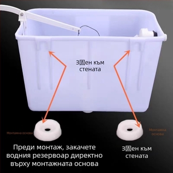 Ръчно промивен резервоар за клек тоалетна — PP, ръчно управление, наземно отводняване, 3/6 л капацитет