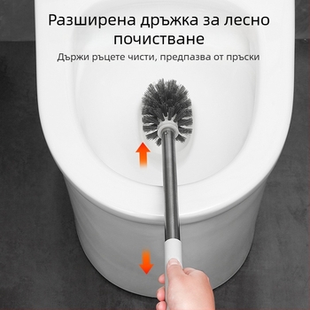 Тоалетна четка с дълга дръжка, стенен монтаж, кръгла база — Independence 4901, неръждаема стомана