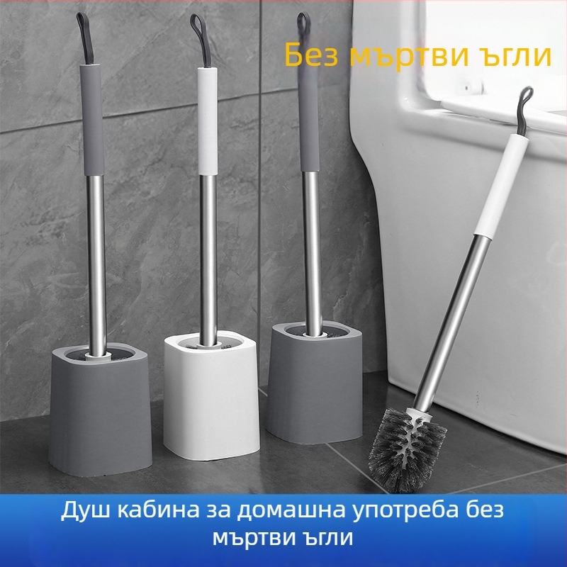 Тоалетна четка с дълга дръжка, стенен монтаж, кръгла база — Independence 4901, неръждаема стомана