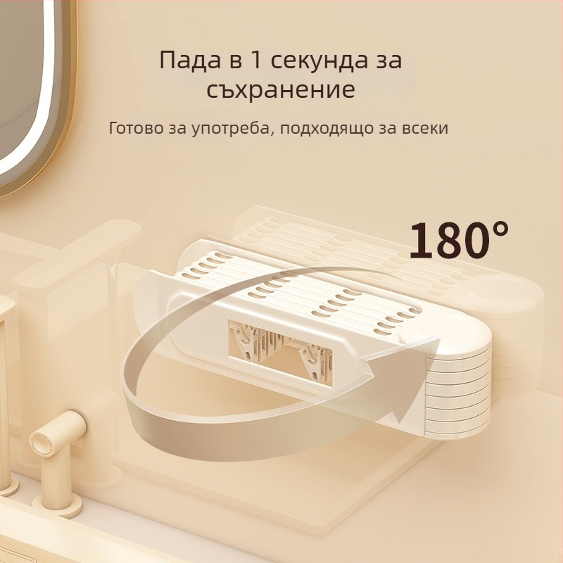 Въртяща се закачалка за сушене на дрехи, 24 щипки, стенна, пластмасова конструкция, за чорапи и бельо