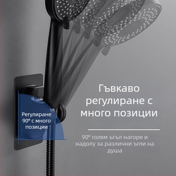 Държач за душ глава без пробиване, стенен вакуум монтаж, ABS материал, модерен минималистичен стил, едноетажен дизайн за баня
