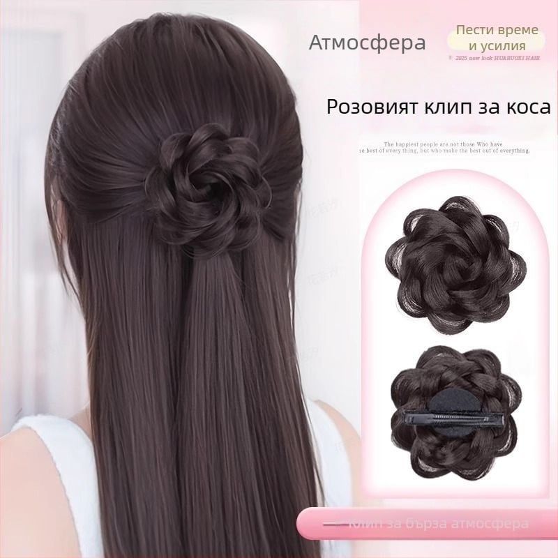 Парик с опашка — модел Rose Hair Clip, Материал на косата: високотемпературна коприна, Обработка: механизирана, Не може да се боядисва