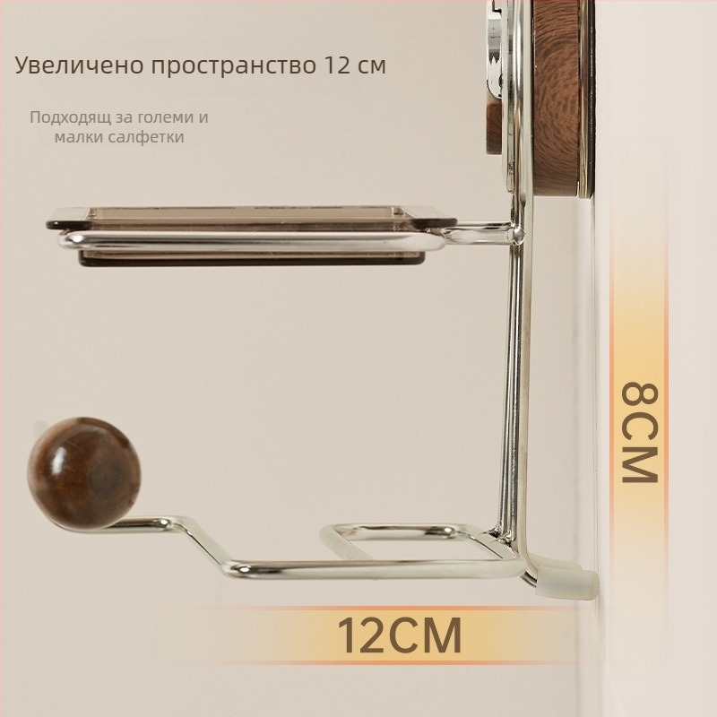 Държач за ролка хартиена кърпа за баня, стенен монтаж, без пробиване с вакуумна чашка, пластмасов, мултифункционален