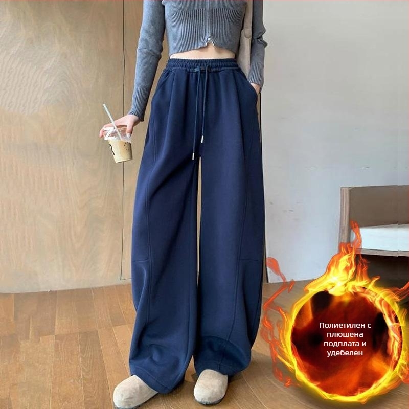 Женски спортни панталони с висока талия, широки крака, микроеластичност, есен 2025
