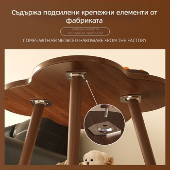 Двуетажна странична масичка с отделение за съхранение, модерен минималистичен стил, дървена рамка