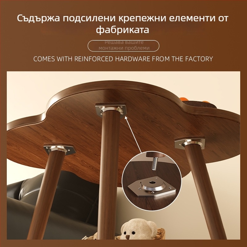 Двуетажна странична масичка с отделение за съхранение, модерен минималистичен стил, дървена рамка