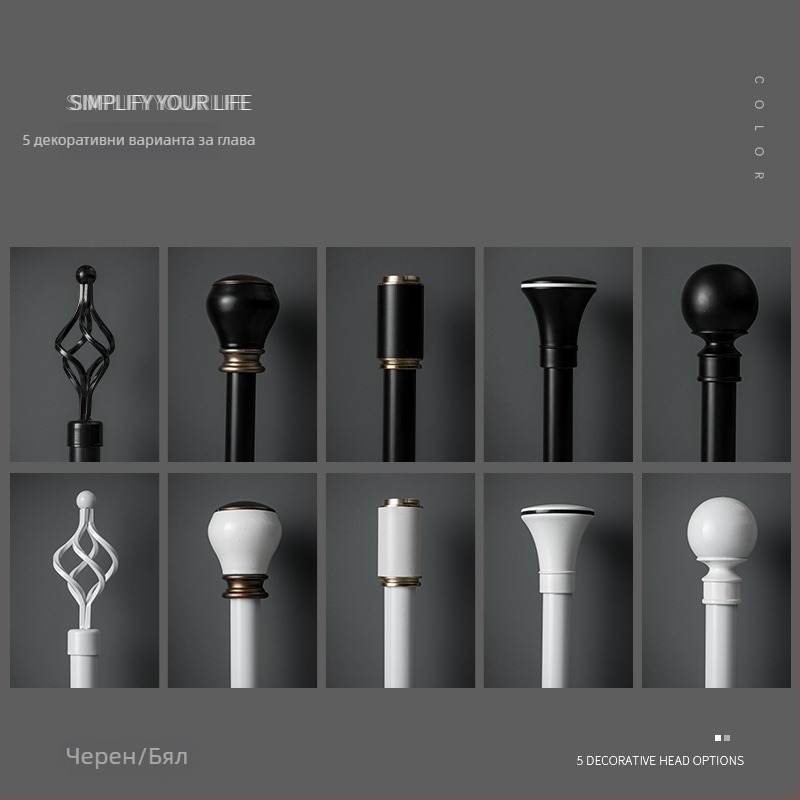 Екстра дебел алуминиев телескопичен прът за завеси — без пробиване, монтаж отгоре или отстрани, единична или двойна щанга