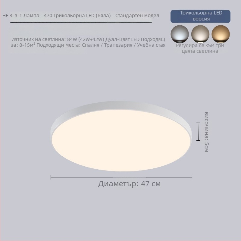 LED таванно осветление с три защитни свойства, 220V, обхват 3–5 м², акрилно тяло с ABS абажур, подходящо за кухня и тоалетна