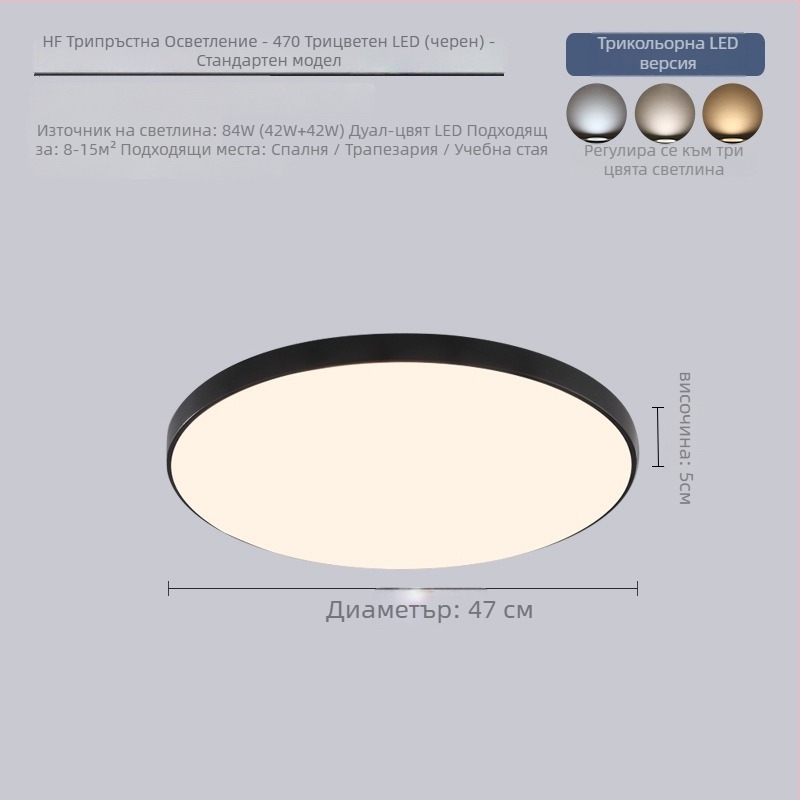 LED таванно осветление с три защитни свойства, 220V, обхват 3–5 м², акрилно тяло с ABS абажур, подходящо за кухня и тоалетна