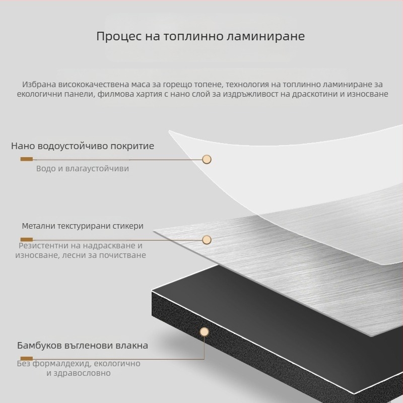 Стенни PVC панели за интериор, 5 мм/8 мм, модерен минималистичен стил, облицовка bamboo charcoal wood-metal и карбон кристални плочи