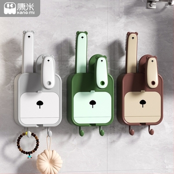 Kangmi пластмасов комплект за сапун с четка, стенен сапунник с вакуумна чашка и капак, 72 броя