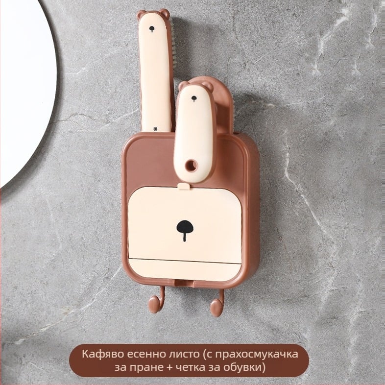 Kangmi пластмасов комплект за сапун с четка, стенен сапунник с вакуумна чашка и капак, 72 броя