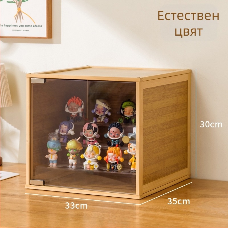 Кутия за фигури, акрилна, прахоустойчива, с отделения, капацитет 60 л