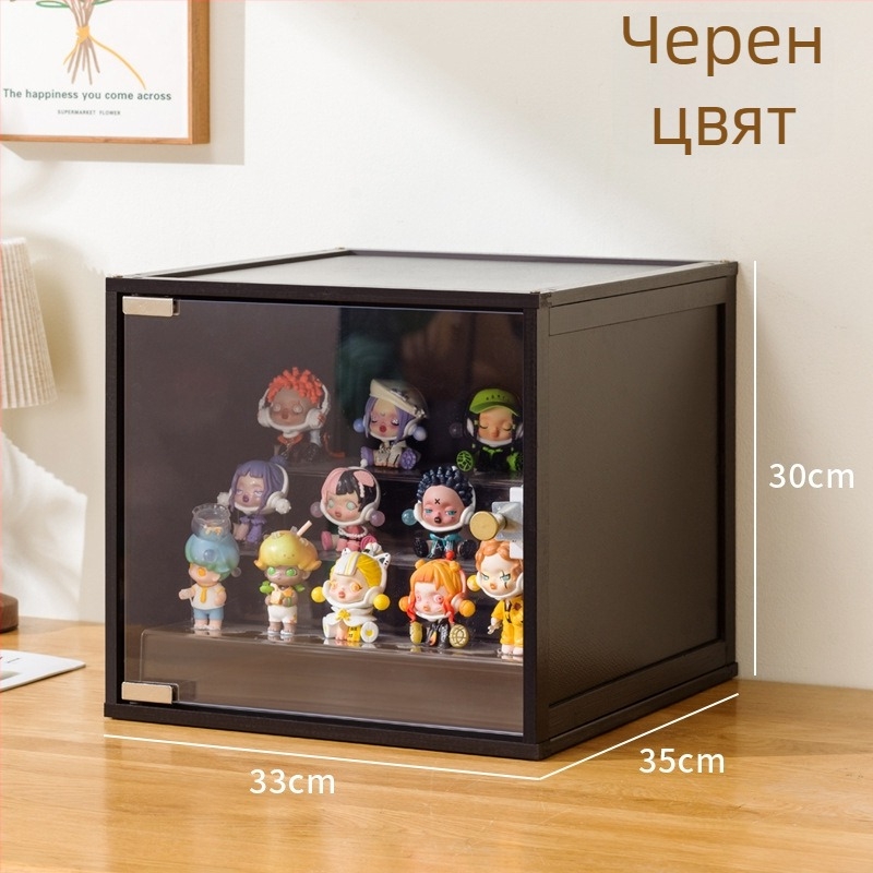 Кутия за фигури, акрилна, прахоустойчива, с отделения, капацитет 60 л