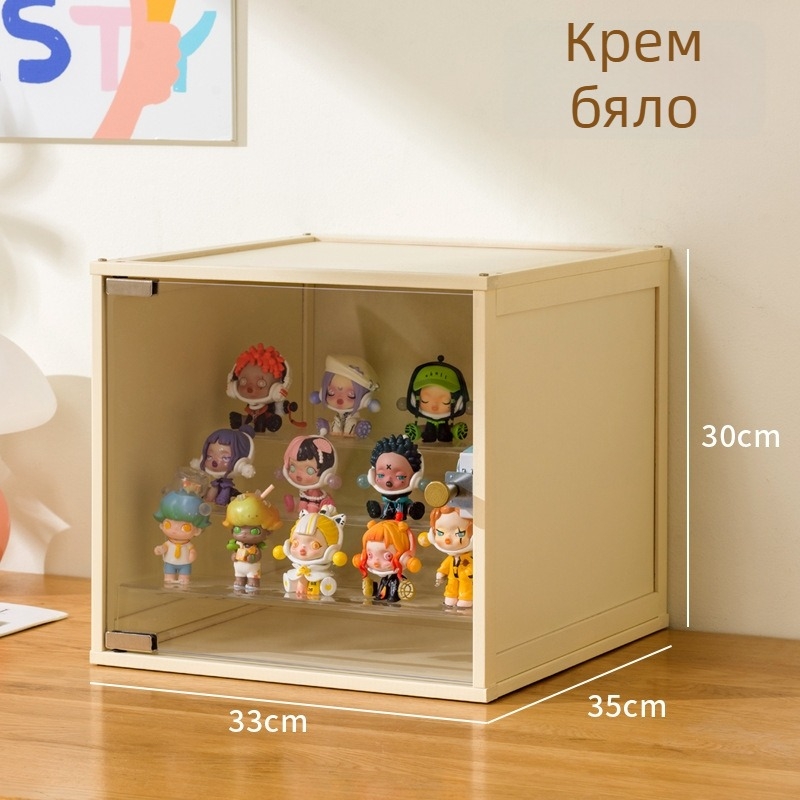 Кутия за фигури, акрилна, прахоустойчива, с отделения, капацитет 60 л