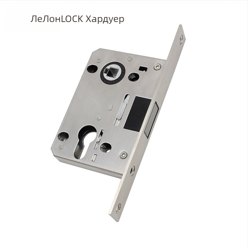 Корпус за заключване от неръждаема стомана, модел RML-35, невидим магнитен език, разстояние между отвори 55×72 мм, за дървени врати