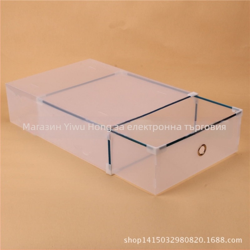 Кутия за обувки с метален кант и чекмедже — прост и модерен шкаф за съхранение, прозрачен PP материал (PP; Чекмедже; Прост/Модерен; Прозрачен; 0,45 кг)