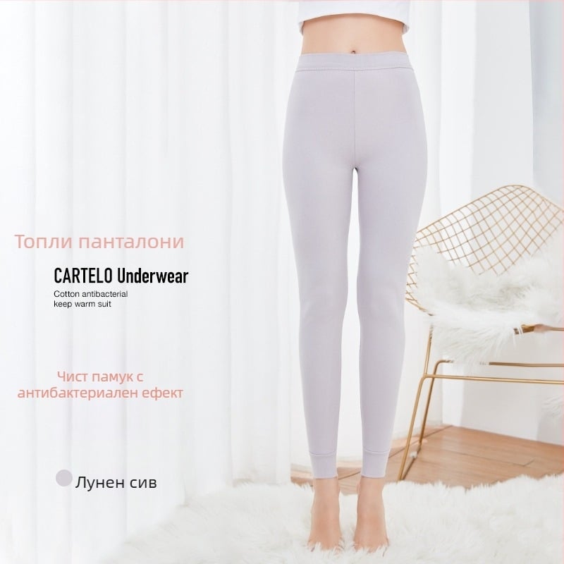 Дамски термални панталони от чист памук, антибактериални, топли, еднослойни, дебелина 201–250 g/m², памук 95–100%